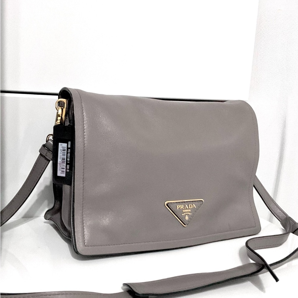 Prada Taupe Leather Glaze Astrale Shoulder Bag